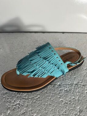 Comfort View SZ 8 Emersyn Aqua Silver Studded Sandal Resort Boho Western